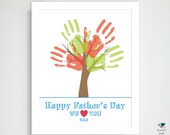 Fathers Day Gift - DIY Child's Handprint Tree Last Minute Gift - Family Tree Art Project for 1st New Dad - Print You Own Kid Craft 11x14
