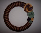 Yarn Wreath Handmade with Felt Flowers - Fall/Autumn - Free Shipping