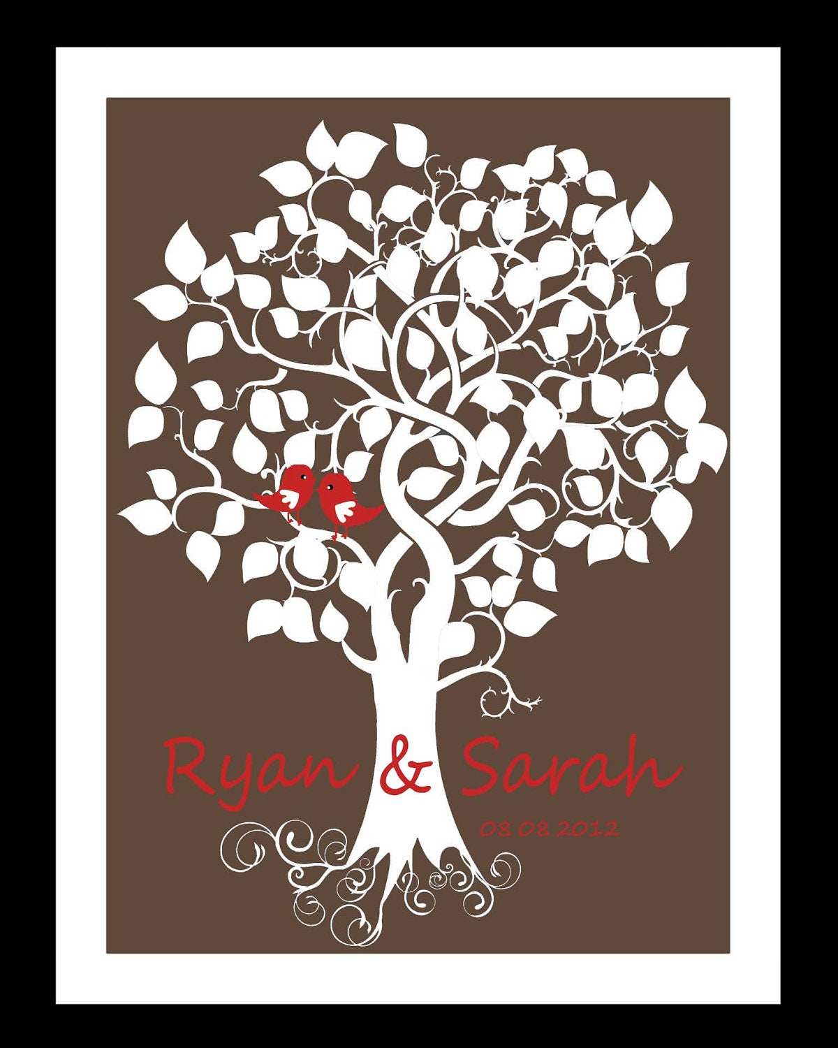 Custom Wedding Signature Tree: wedding guest book  alternative 18x24 100 signatures wedding guestbook poster- wall art