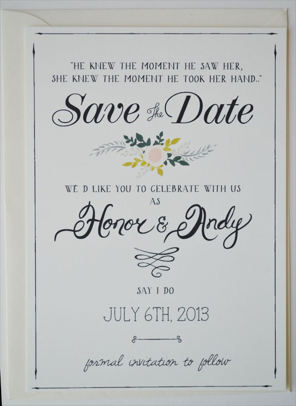 Save the Date Card with matching envelopes set of 25