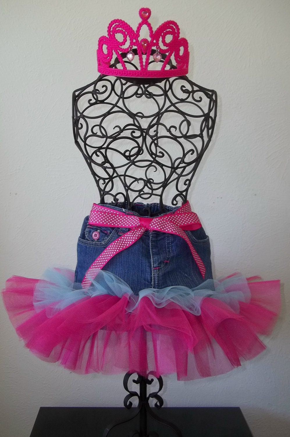 TuTu: Double Layered Pink and Blue Jean (Denim) Tutu