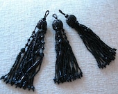 Lot 3 Antique Victorian Black Jet Beaded Tassels
