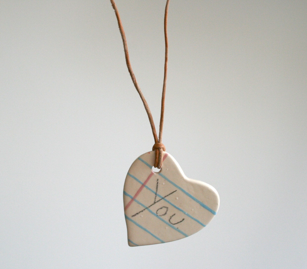 YOU Heart Notebook Ceramic Necklace
