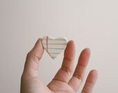 Heart Lined Paper Ceramic Brooch