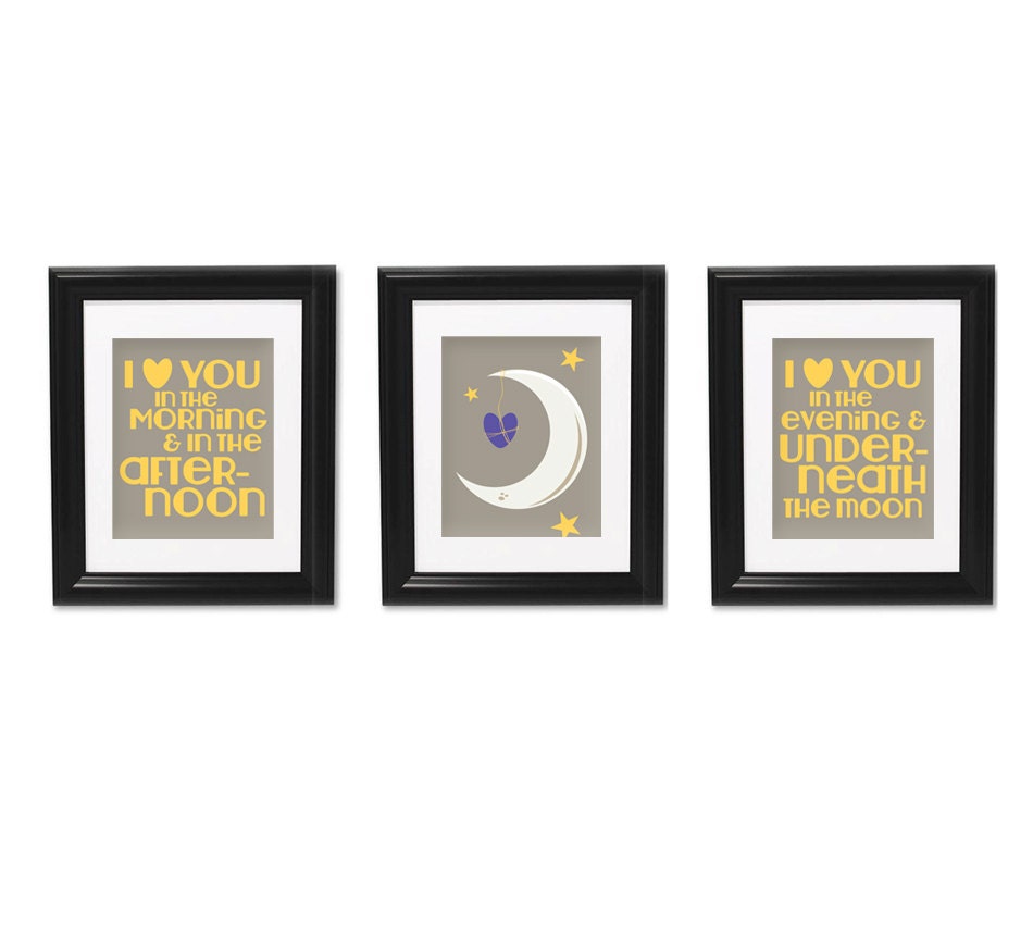 I Love You in The Morning...  - 8 x 10 - Nursery Room Decoration Trio