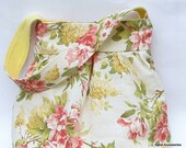 Womens Purse, Pleated Purse, Womens Yellow and Pink Floral Print Pleated Purse