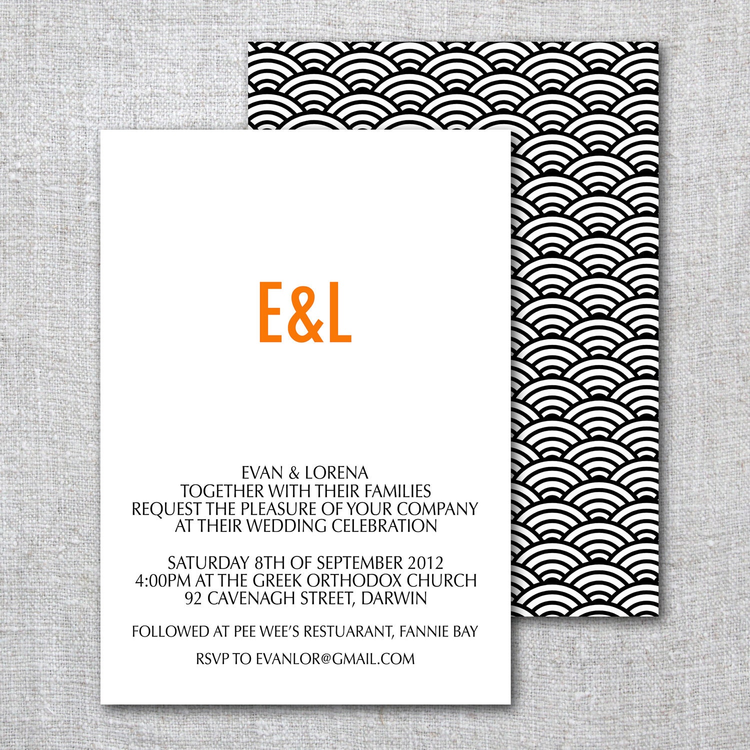 Wedding Invitation Black & White Simple Clean - Modern, Contemporary Wedding Invitation - Printable, Digital