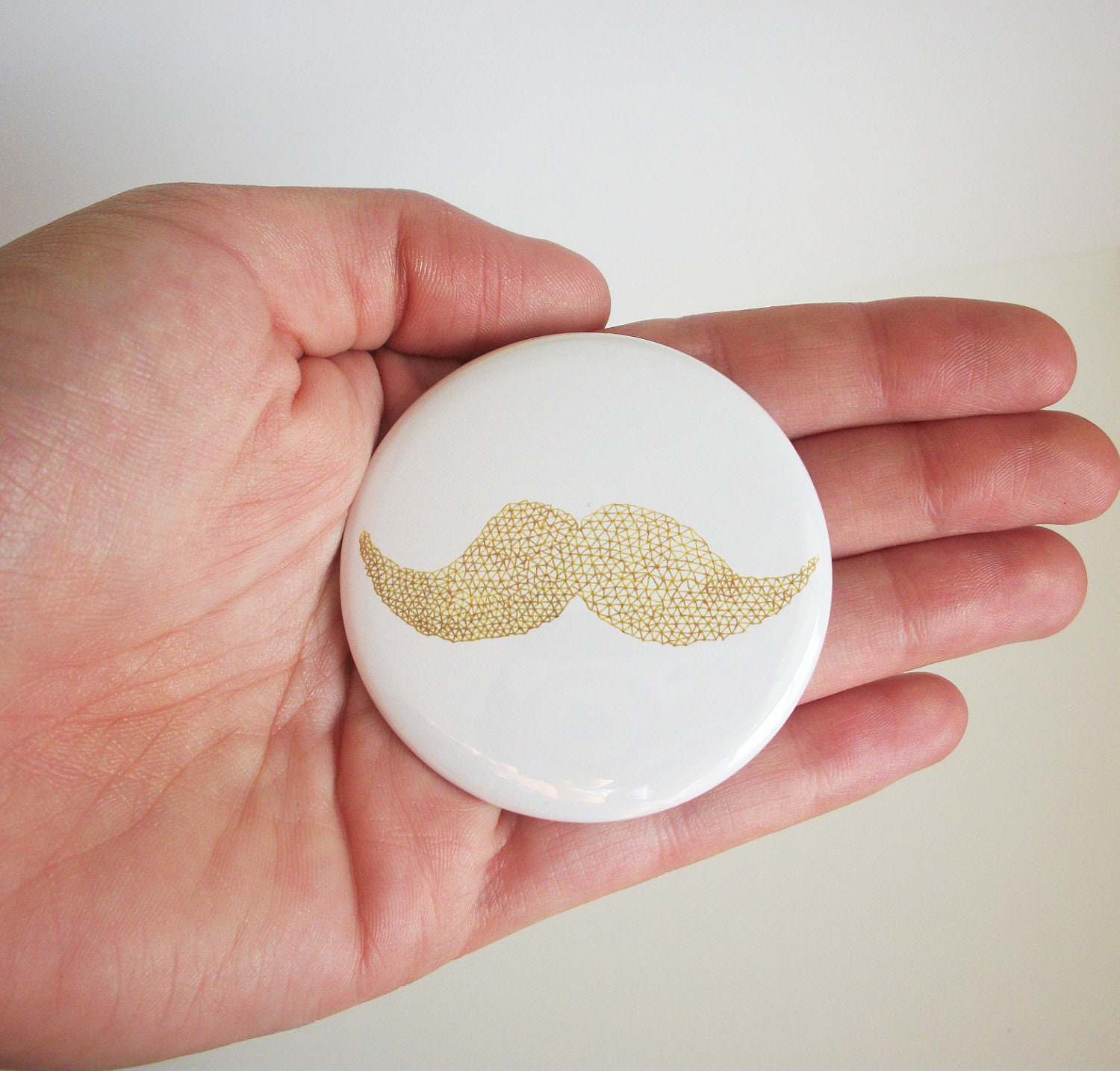 Quirky orange geometric moustache compact pocket mirror. moustache gift.pocket mirror.mustache compact mirror.tash indie.