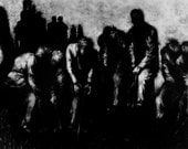 Haunting Figure Print Black Landscape Dark Creepy Spooky Hand Pulled Fine Art Monotype "Sequence"