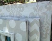 the paige collection...distressed frame trio set soft gray, antique white, and turquoise damask, chevron, & polka dot