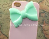 Pink iPhone 4 case with mint green bow, Apple Iphone 4 Case, Iphone 4s Case