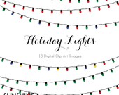 Instant Download - 18 Holiday Christmas Lights Digital Clip Art - elements holiday colorful clipart light strands Il_170x135