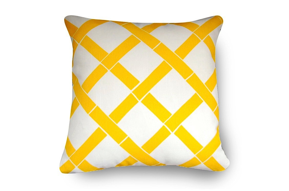 Trellis Pillow Yellow Lattice with insert 18X18 inch