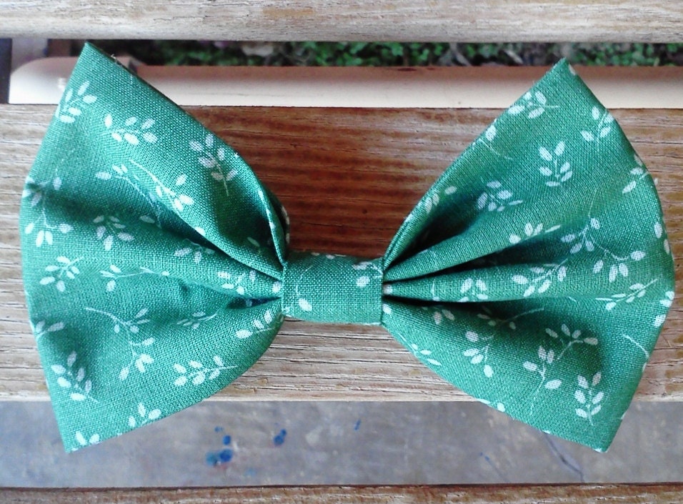Sea Green Leaf Print Big Hair Bow