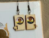 Handmade Vintage Wood Camera Earrings