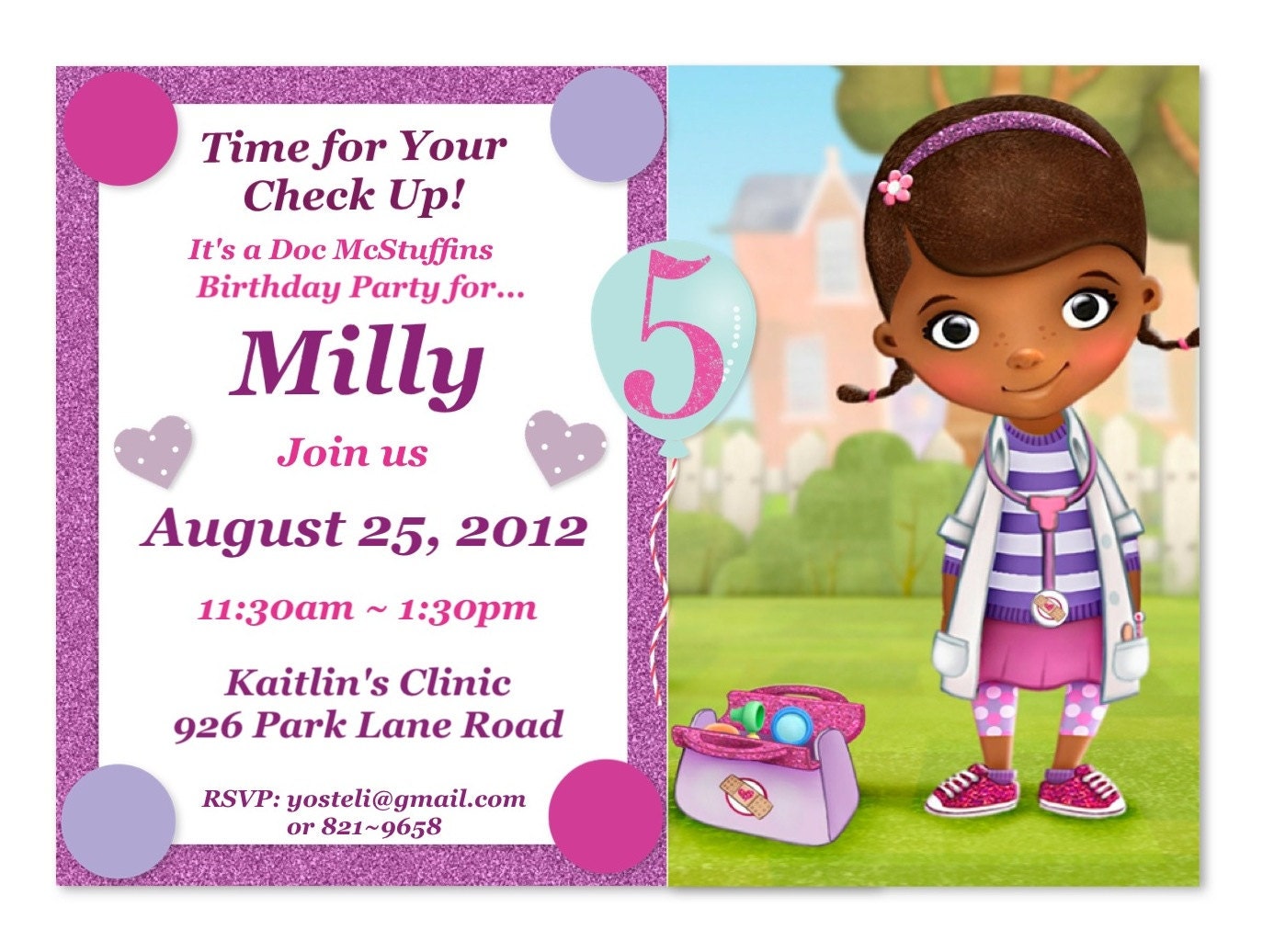 Doc McStuffins Birthday Customized Invitations