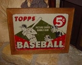 Custom framed solid cedar wood 15X18 man cave metal Topps baseball cards sign oak finish country rustic wall hanging display