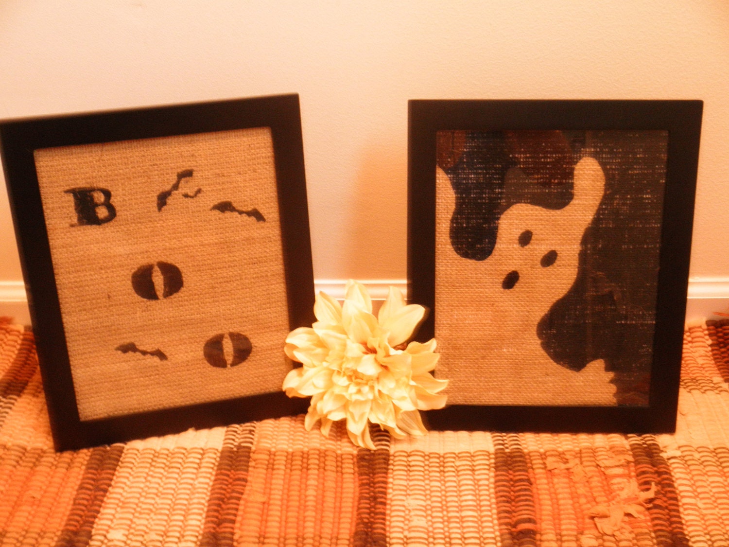Price Drop-Framed Burlap Boo or Ghost-fall or halloween decor