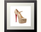 Christian Louboutin Heels - Digital Illustration of Shoes - SQUARE Size - Printable Digital Poster