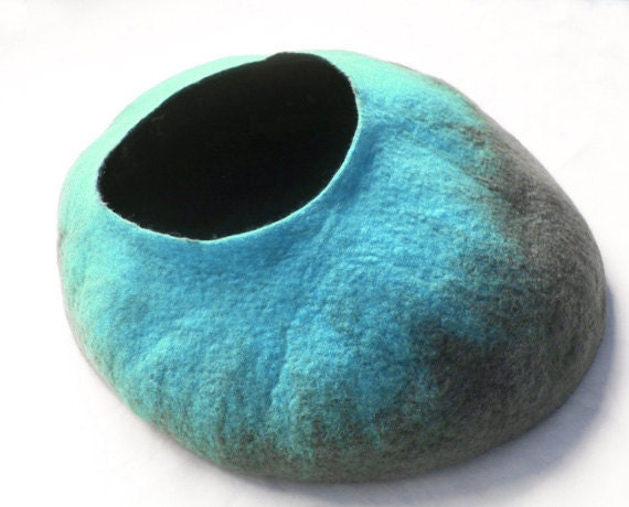 Cat Bed Cat Cave Cat House Felted Wool with FREE Cat Ball - Medium or small
