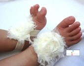 Baby Barefoot Sandals.. newborns barefoot sandals..  Baby Barefoot Sandals in Ivory.. Infant  barefoot sandals..