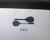 Vintage Tennis Racquet Initial or Name Custom Notepad - Preppy Personalized Notepad by AdorePrep (Set of 2)