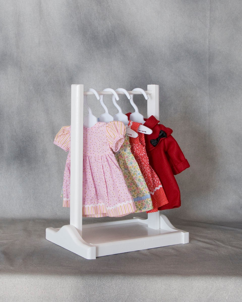 American Girl Doll Clothes Rack (White) with Hangers