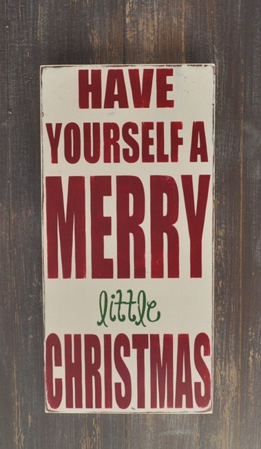 Christmas Sign, Christmas Decoration, Custom Wood Sign - Merry Little Christmas- Typography Word Art, Hand Painted Home Wall Decor