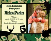 Hunting Animals Camo Birthday Printable Invitation