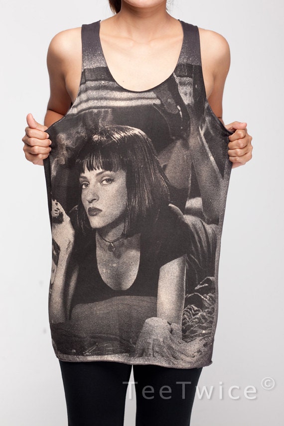 Uma Thurman Pulp Fiction Shirt Celebrity Movie Shirt Women Tank Top Black Shirt Tunic Top Vest Sleeveless Women T-Shirt Size S M