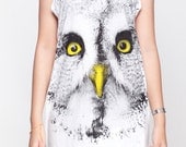 Horned OWL Shirt Legend of the Guardians Shirt Women Tank Top White Shirt Tunic Top Vest Sleeveless Women T-Shirt Size S M