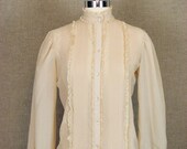 Vintage Ivory Prairie Blouse / Cream Victorian Style Blouse