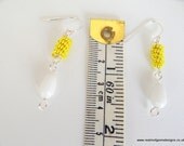 Jade & twisted wire earrings white and yellow handmade sterling silver earrings gemstones jewellery