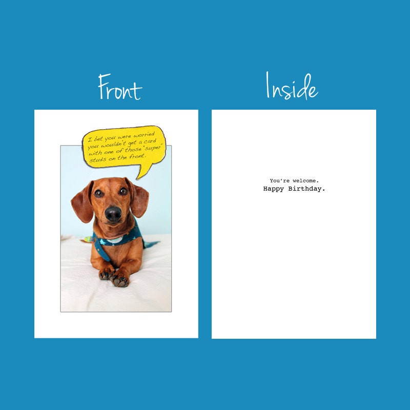 Birthday Card // Dachshund in Super Hero Cape