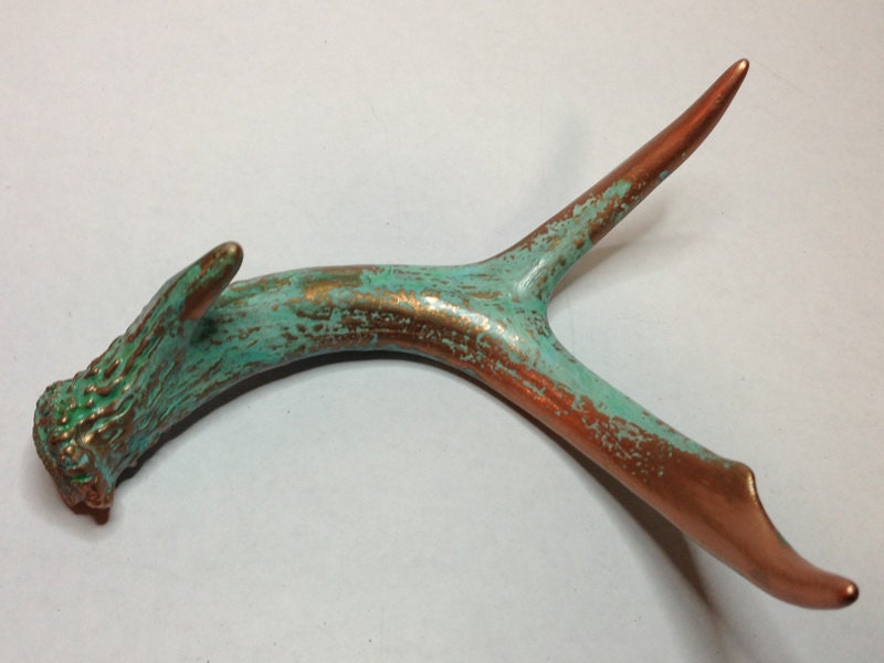 Deer Antler Shed - Painted Copper with Natural Aqua Patina
