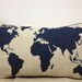 Map pillow/ cottom hemp  pillow/world map pillow/30cm x 50cm pillow/ eco pillow case/ pillow cover/ lumbar pillow