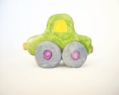 Green clay car - Home decor childrens room display decoration