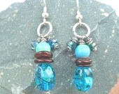 Blue Beaded Earrings Sea Blue Earrings