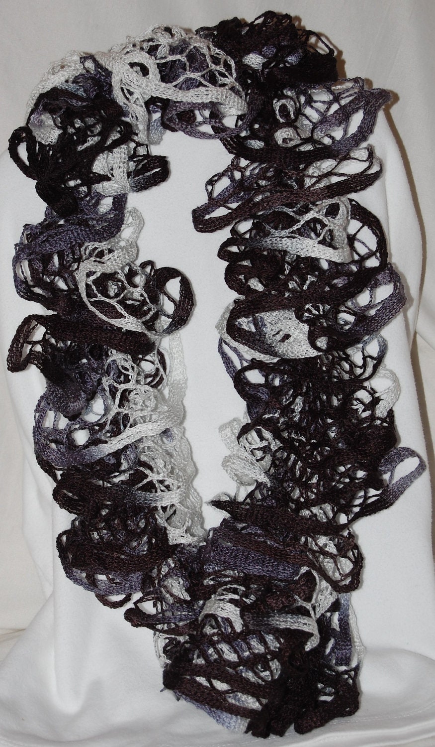 Hand Knitted Cascading Lace Ruffle Scarves (1) Night Cloud  (2) Hope (Breast Cancer Pink)(3) Black(4) White (5) Birthday Cake .