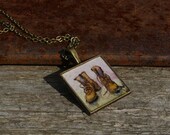 Old boots necklace. engraved pendant. Unique hand painted jewelry. Free custom personalized engraving. Original watercolor painting. Rusteam