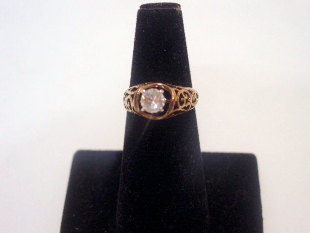 Vintage 14kt HGE Ring,  Cubic Zirconia, Size 6 Vintage jewellery
