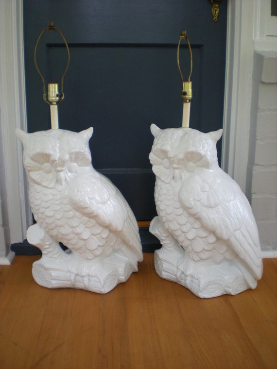 REDUCED-Large White Owl Couture Lamps