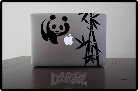 Panda and Bamboo  - Macbook Air, Macbook Pro,  Macbook decals, sticker Vinyl Mac decals Apple Mac Decal, Laptop, iPad