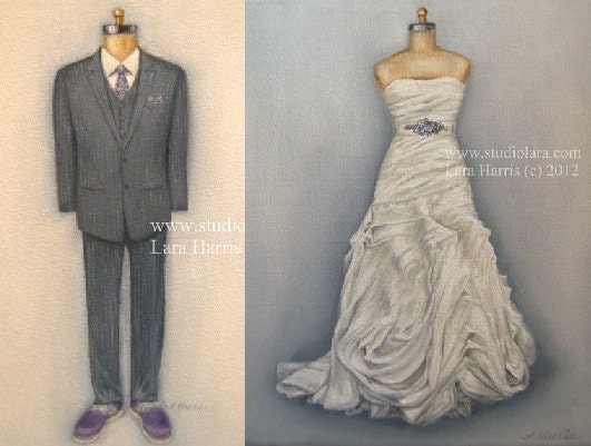 Couple Wedding Portrait (2) CUSTOM Bride and Groom Illustration Paintings in OIL by Lara 11x14