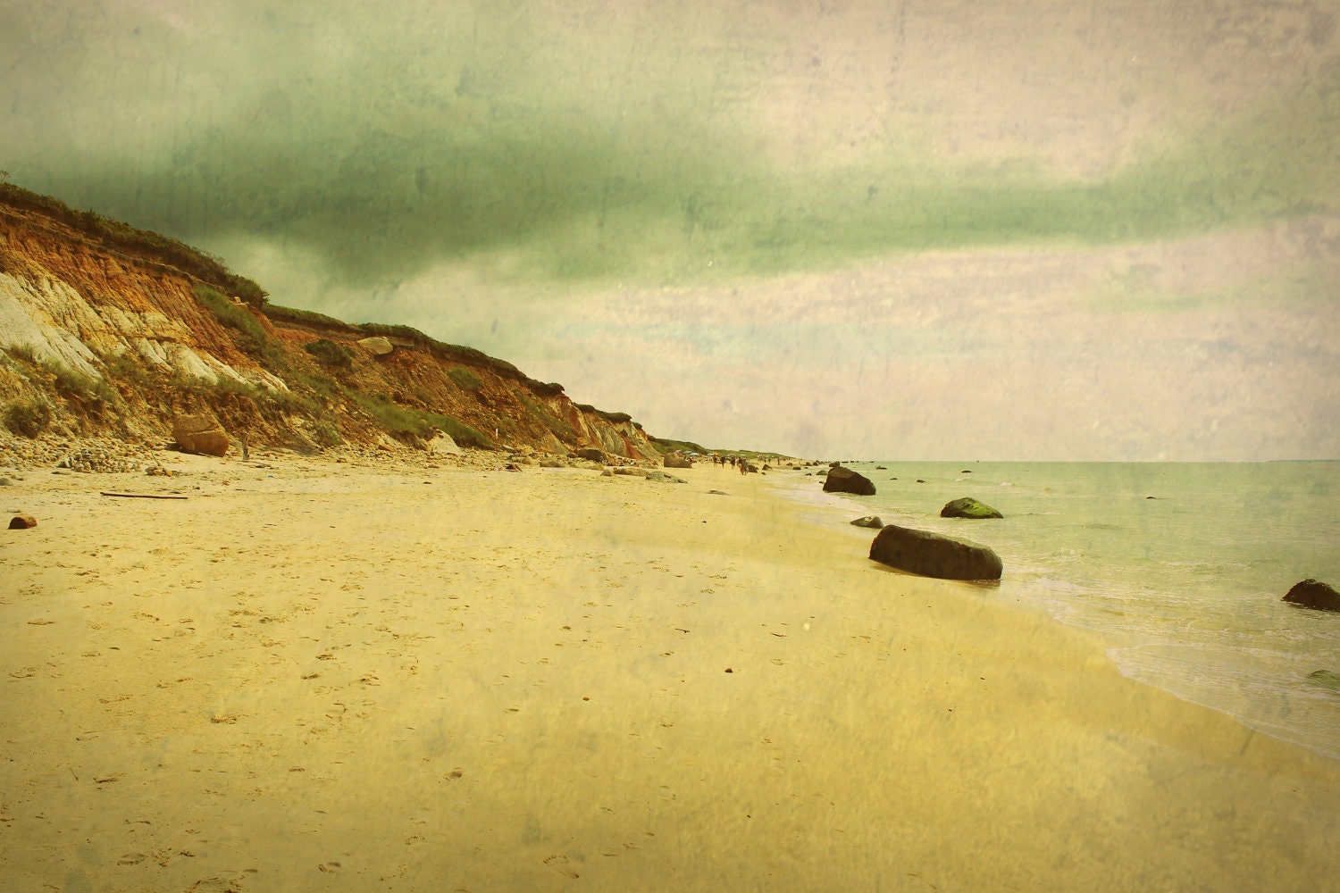 Vintage Aquinnah Beach Photograph, Gay Head, Martha's Vineyard, Retro Shore Photo, 8" x 12"
