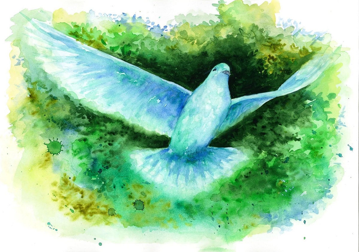Print from Original Watercolor Bird Painting Contemporary Art Illustration titled Dream of Flying
