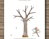 Custom Teachers Appreciation Gift Signature Fingerprint Tree Print Art 8"x10"