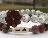 Inspirational Bracelet, Love Life Bracelet, Nature Beaded Bracelet,  Intention Bracelet, Gift for Her, Gemstone Bracelet