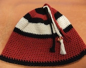 Handmade Baby Child Crocheted Beanie Cloche Boy Girl Unisex Hat Red Black White Canada Button