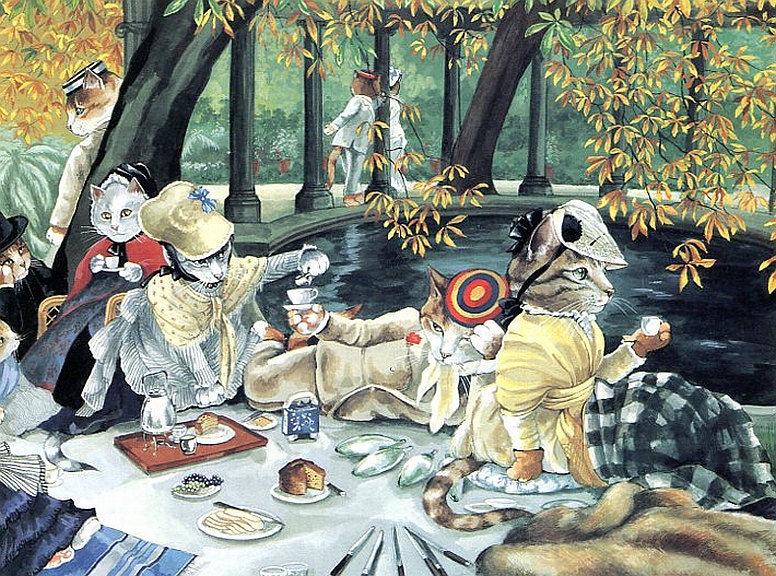 Victorian Cats, Susan Herbert,  Antique / Vintage Art Prints, The Picnic ,  Print 15
